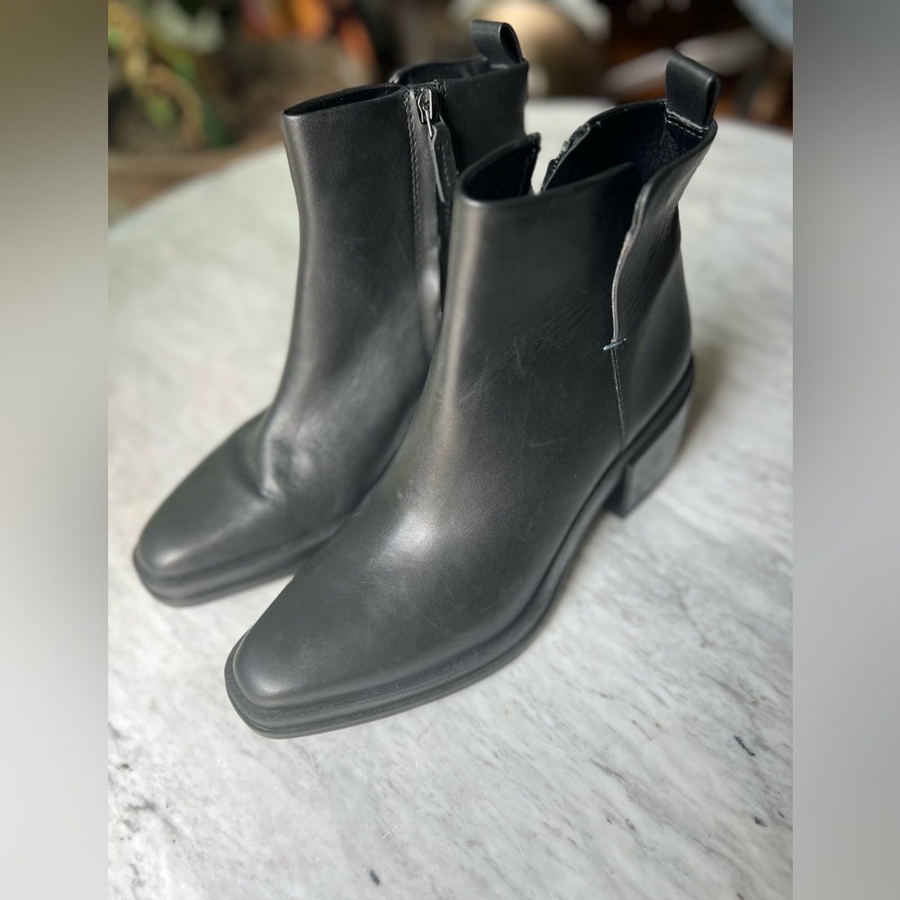 Franco Sarto Sleek Black Leather Booties